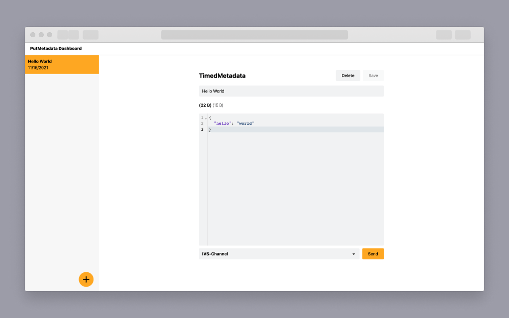 Amazon IVS PutMetaData Dashboard demo
